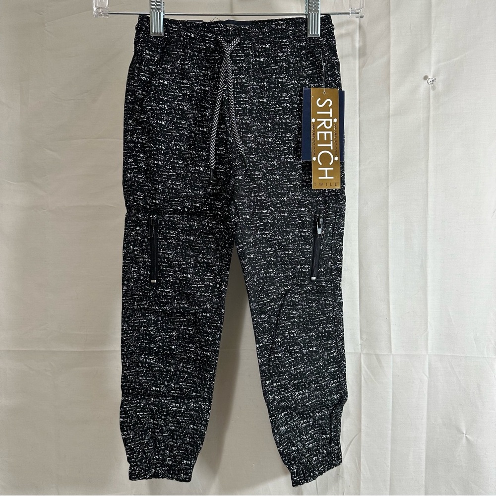 Fashion Nova Retro Stitch Boys Mini Streak Print Twill Moto Jogger Black White 5